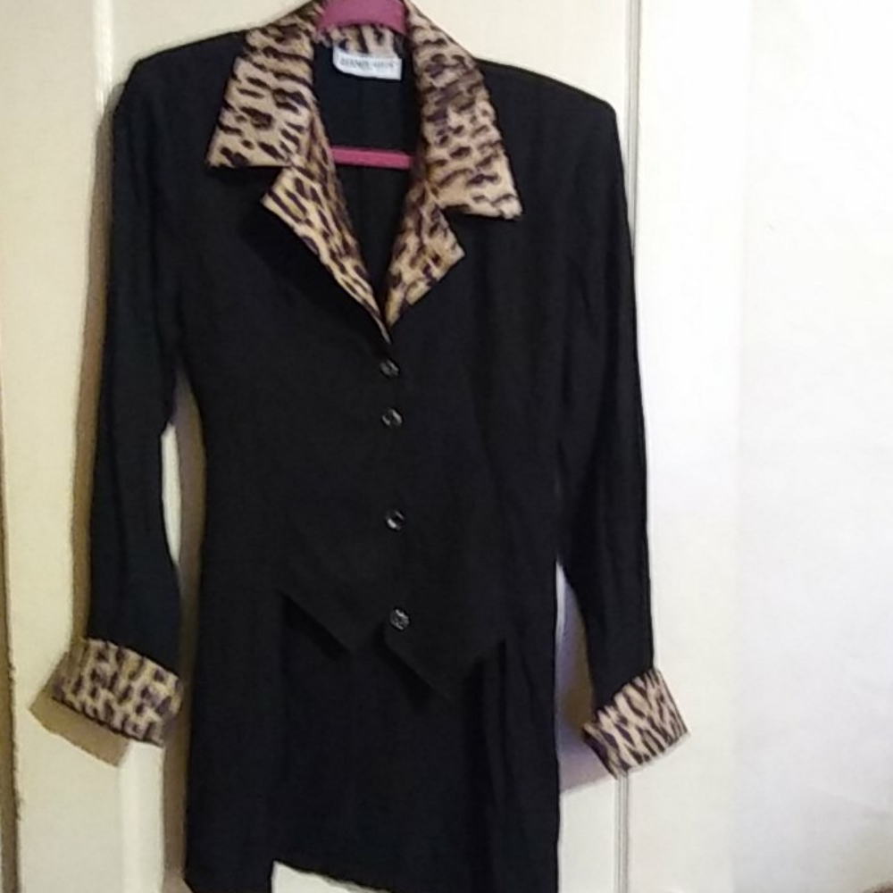 Leopard Trim Black Jacket